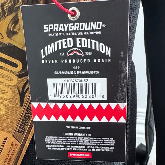 Sprayground Black Backpack with Vibrant Red Interior - Picture 6 of 6